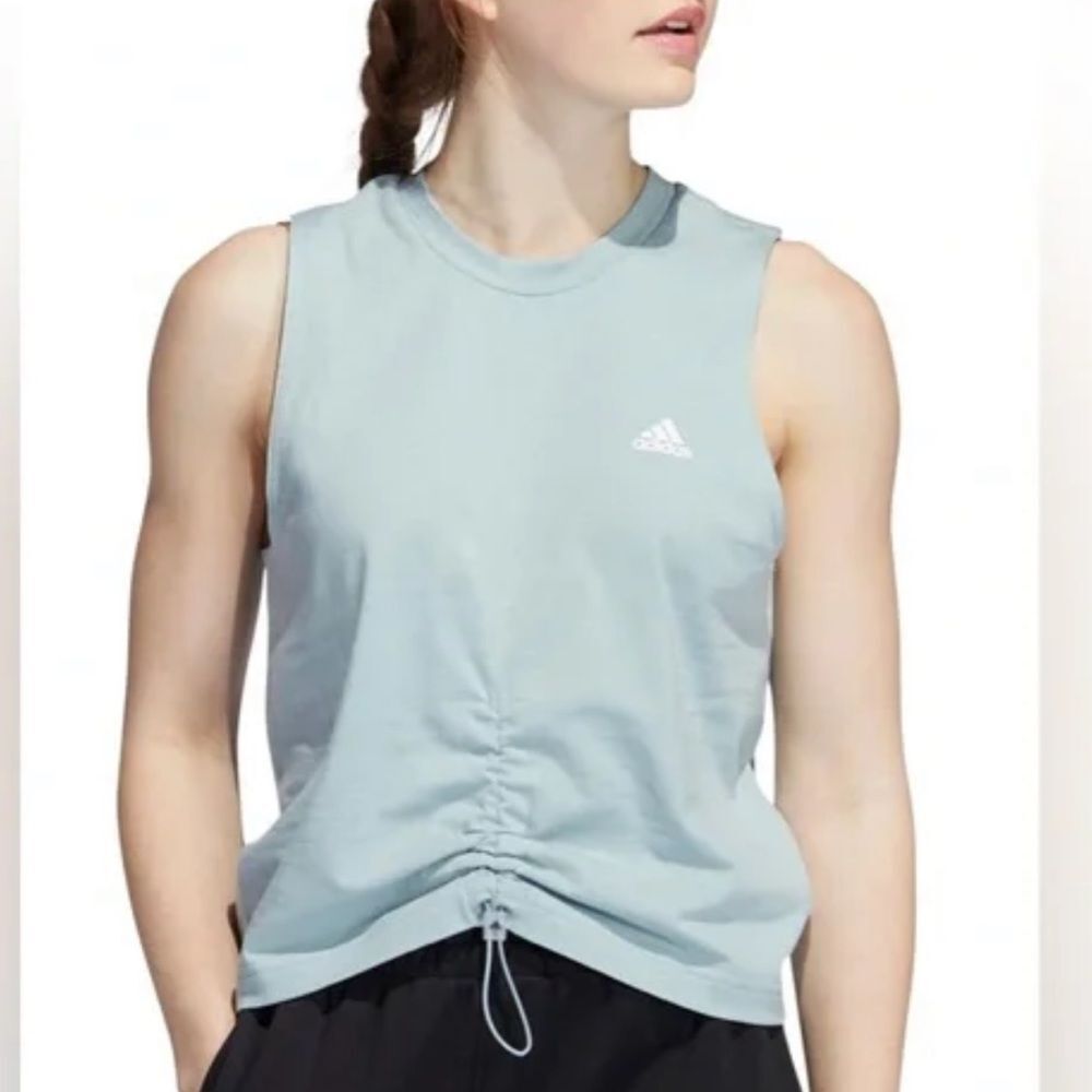 Adidas Cinch Front Sleeveless Top Womens XS‎ Loose Fit Activewear Adjustable NEW